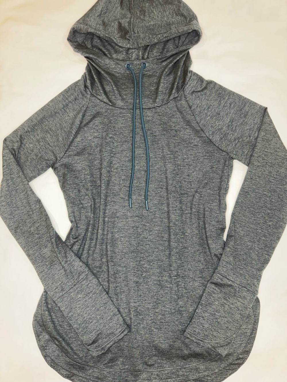 Athleta Heather Charcoal Hooded Long-Sleeve Pullover